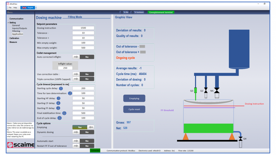 SCAIME eNodView logiciel pour paramétrage capteur DVX